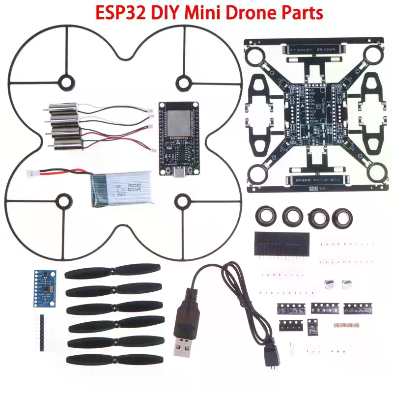 Drone Kit Octocopter - ESP32オープンソースミニドローンキット、DIY自作クアッドコプター完全組み立てパーツパック、STEM教育用、バッテリーなし E1